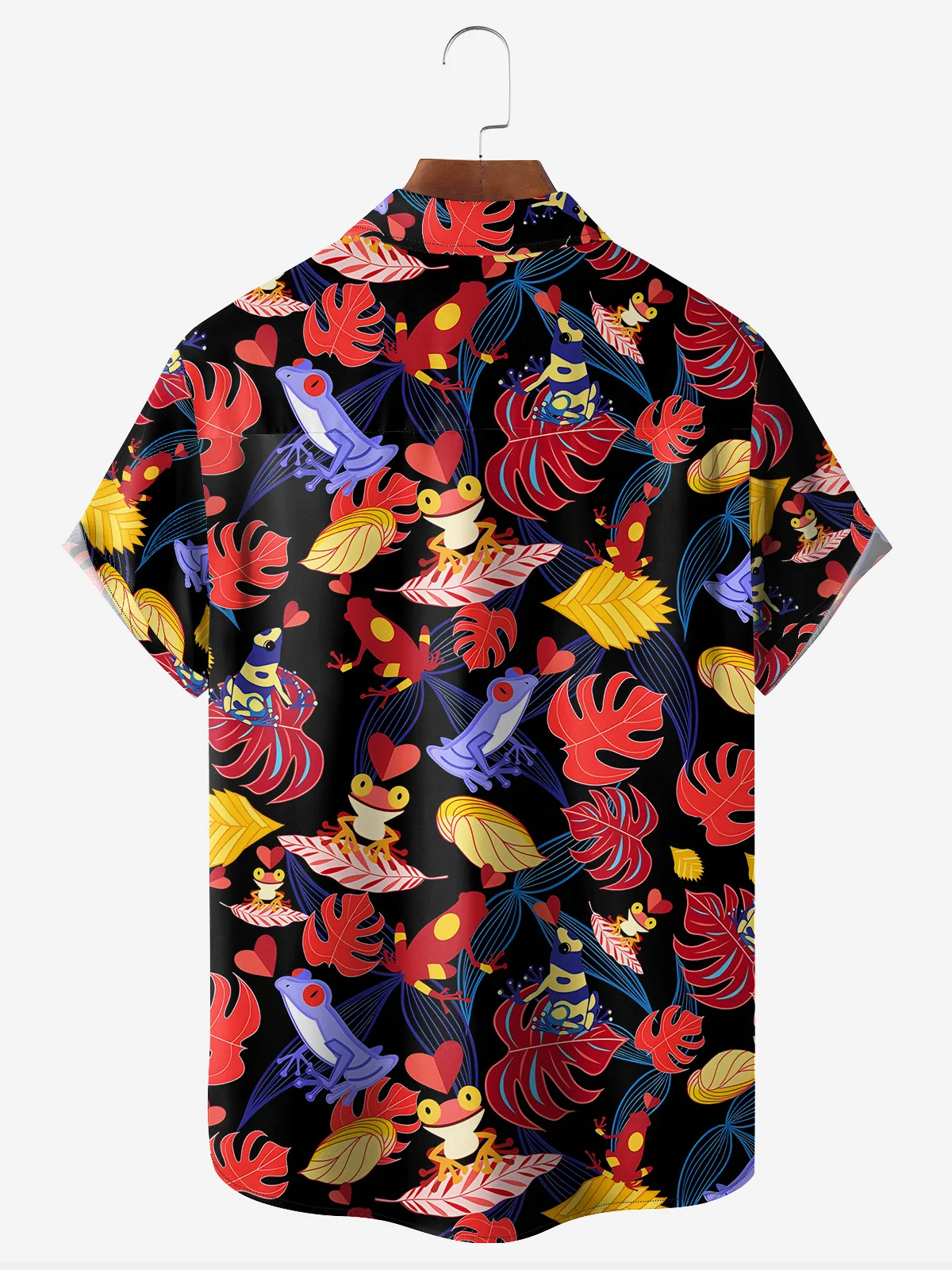 Frog Chest Pocket Short Sleeve Hawaiian Shirt