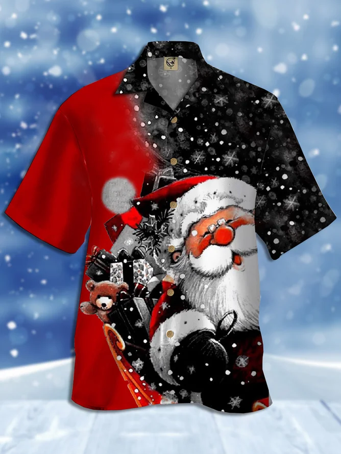 Big Size Santa Short Sleeve Aloha Shirt