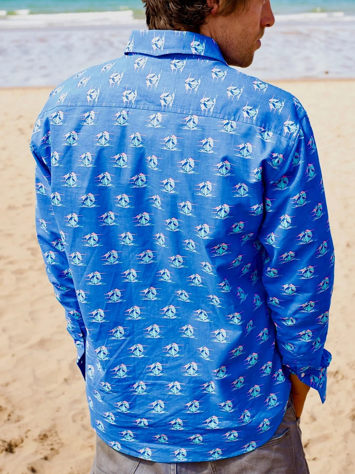 Flamingo Long Sleeve Aloha Shirt