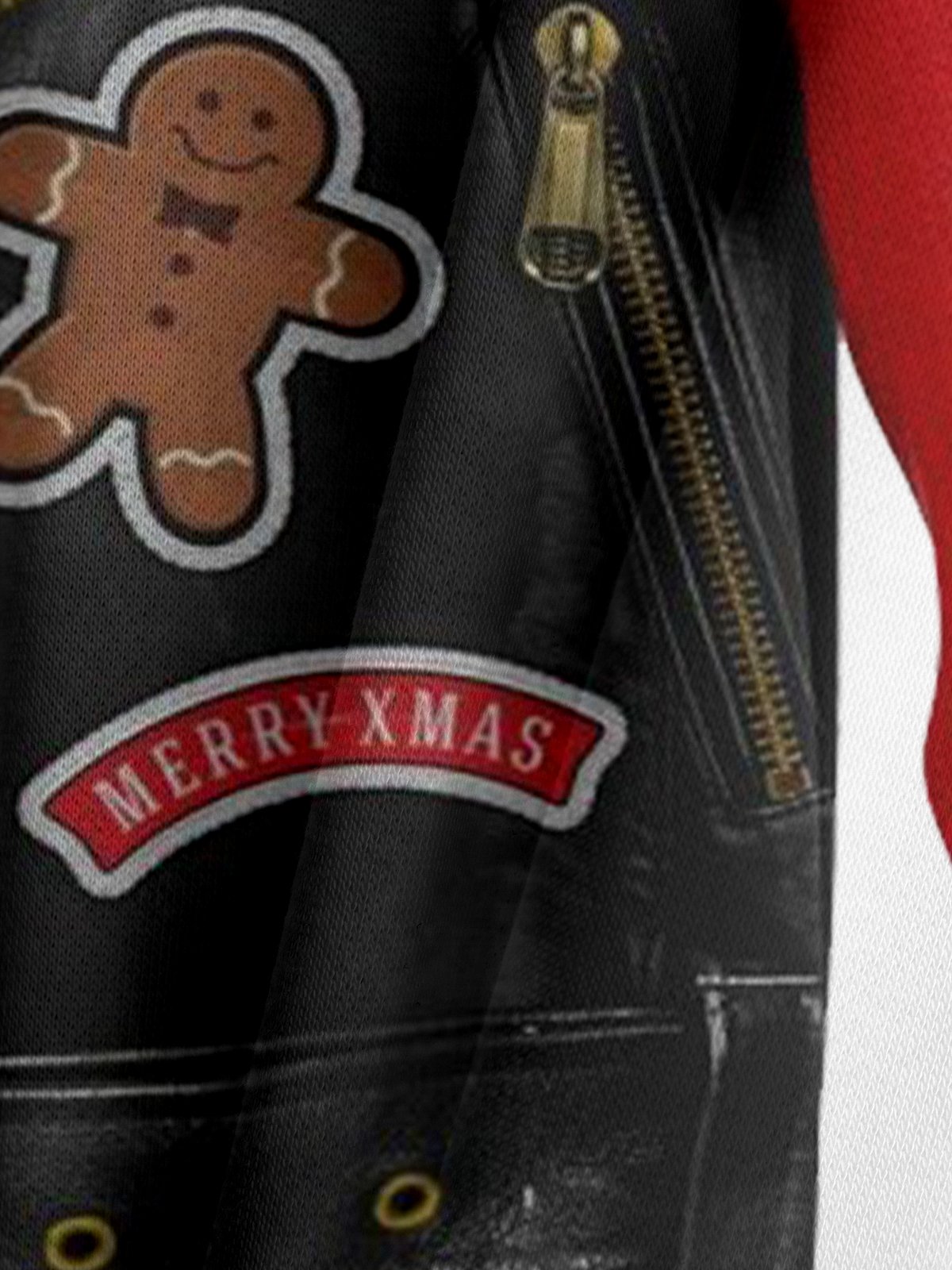 Christmas Leather Jacket Pattern Funny Casual Hoodie