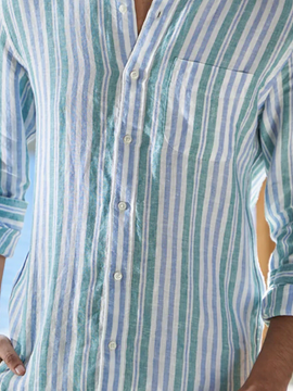 Striped Chest Pocket Long Sleeve Casual Shirt