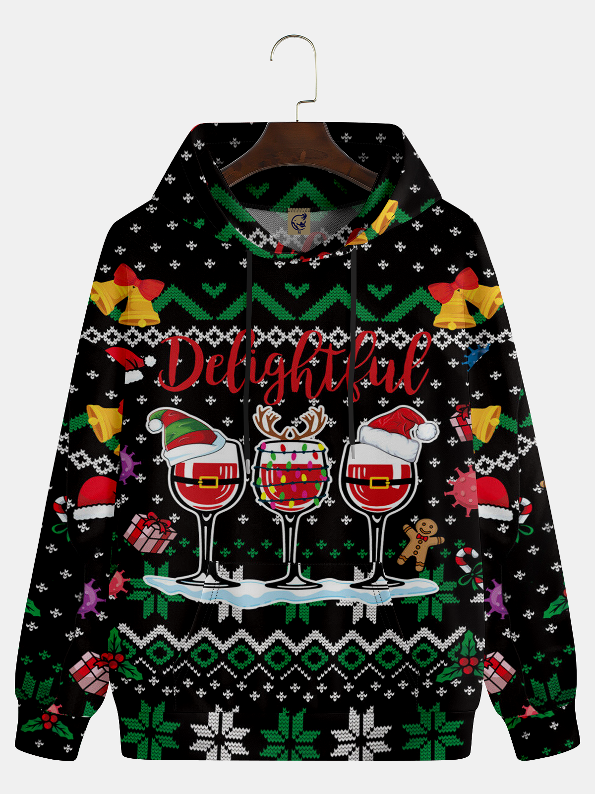 Christmas Wine Glass Casual Hoodie