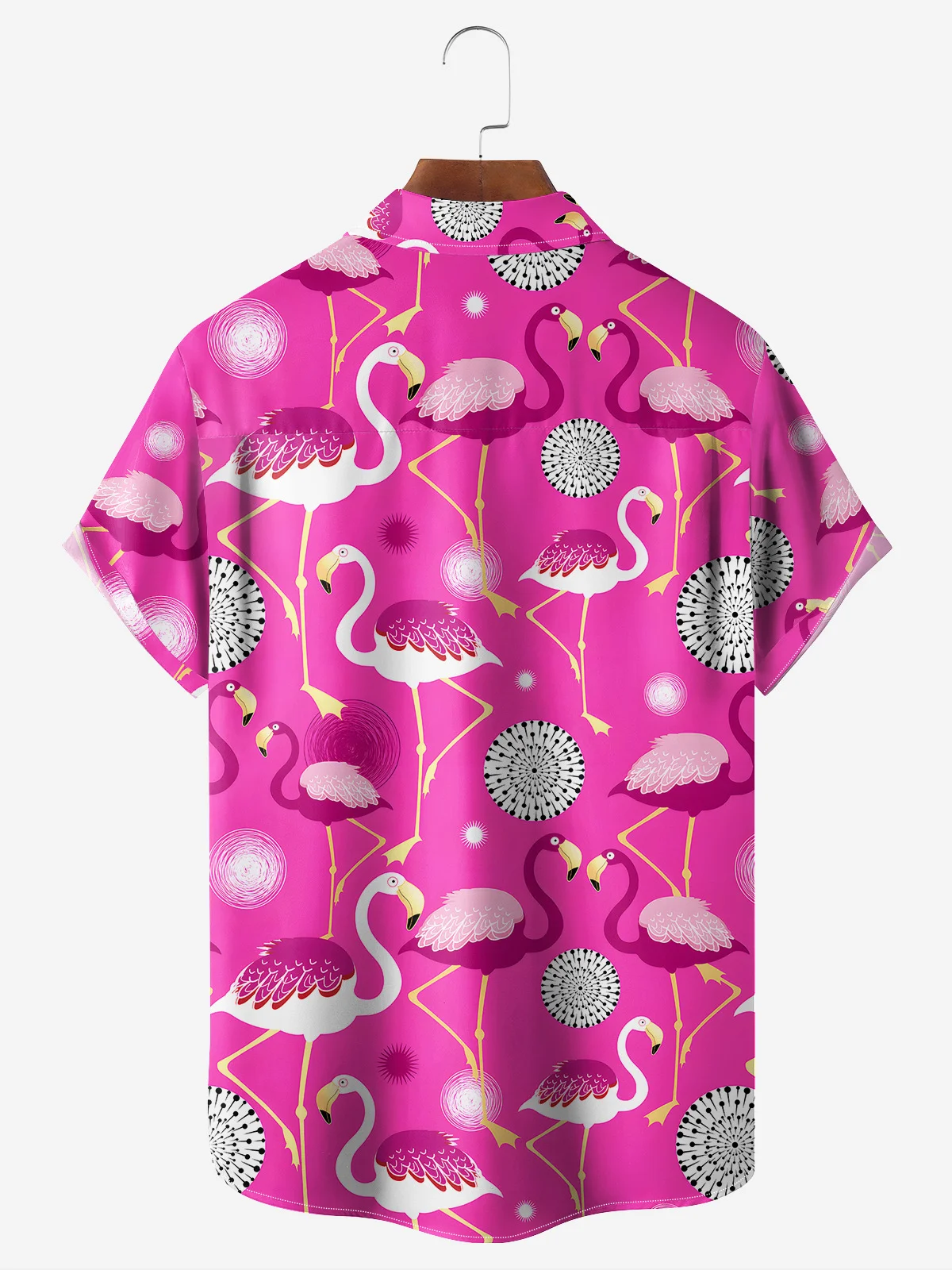 Flamingo Chest Pocket Short Sleeve Casual Shirt