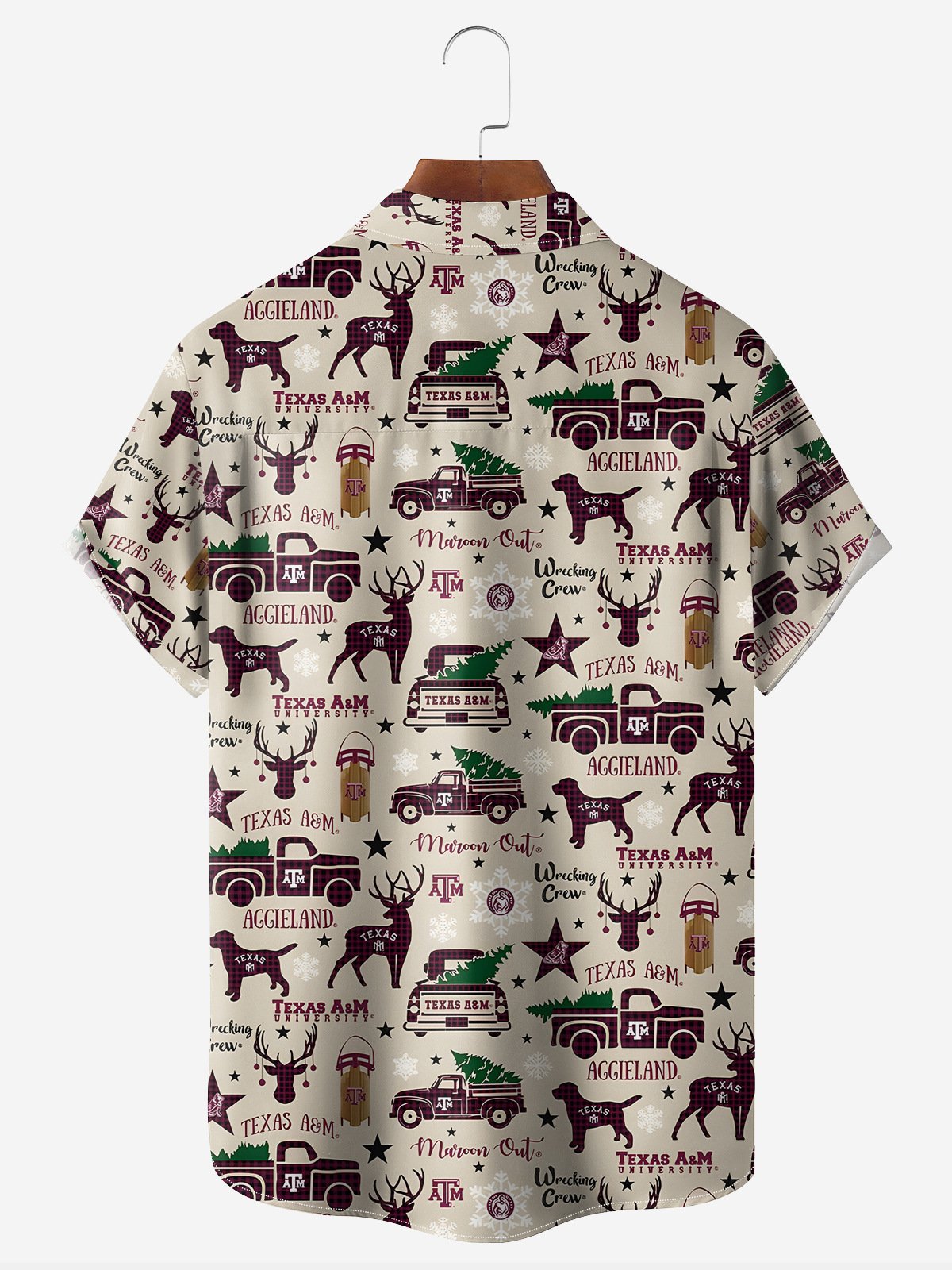 Christmas Elk Car Chest Bag Short Sleeve Casual Shirt