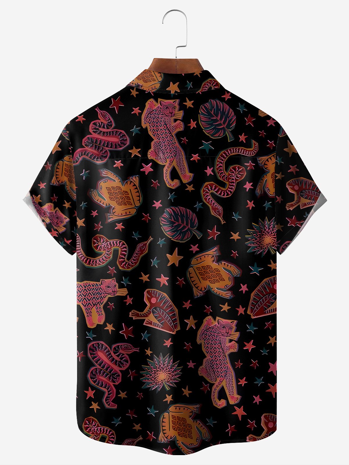 Animals Chest Pocket Short Sleeve Hawaiian Shirt