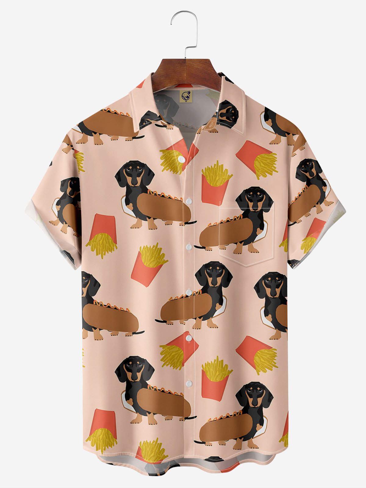 Hot Dog Chest Pocket Short Sleeve Casual Shirt