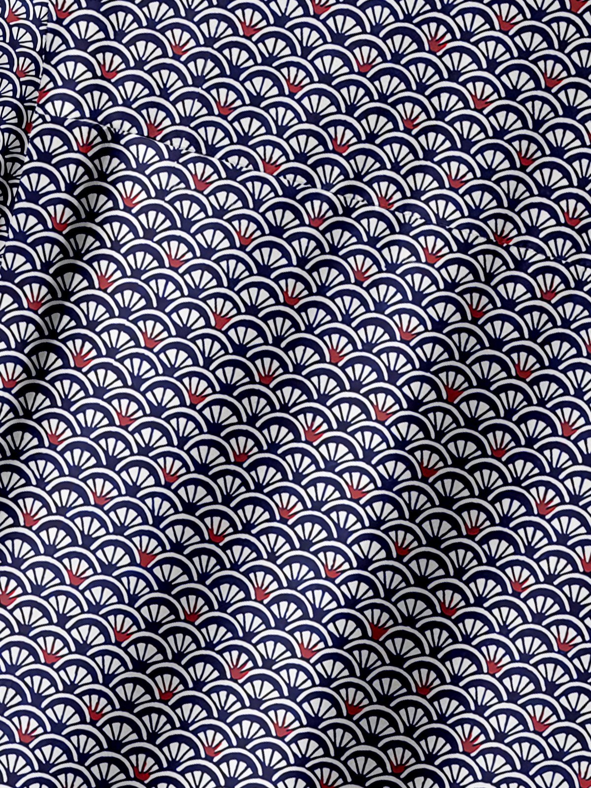 Japanese Pattern Chest Pocket Short Sleeve Casual Shirt