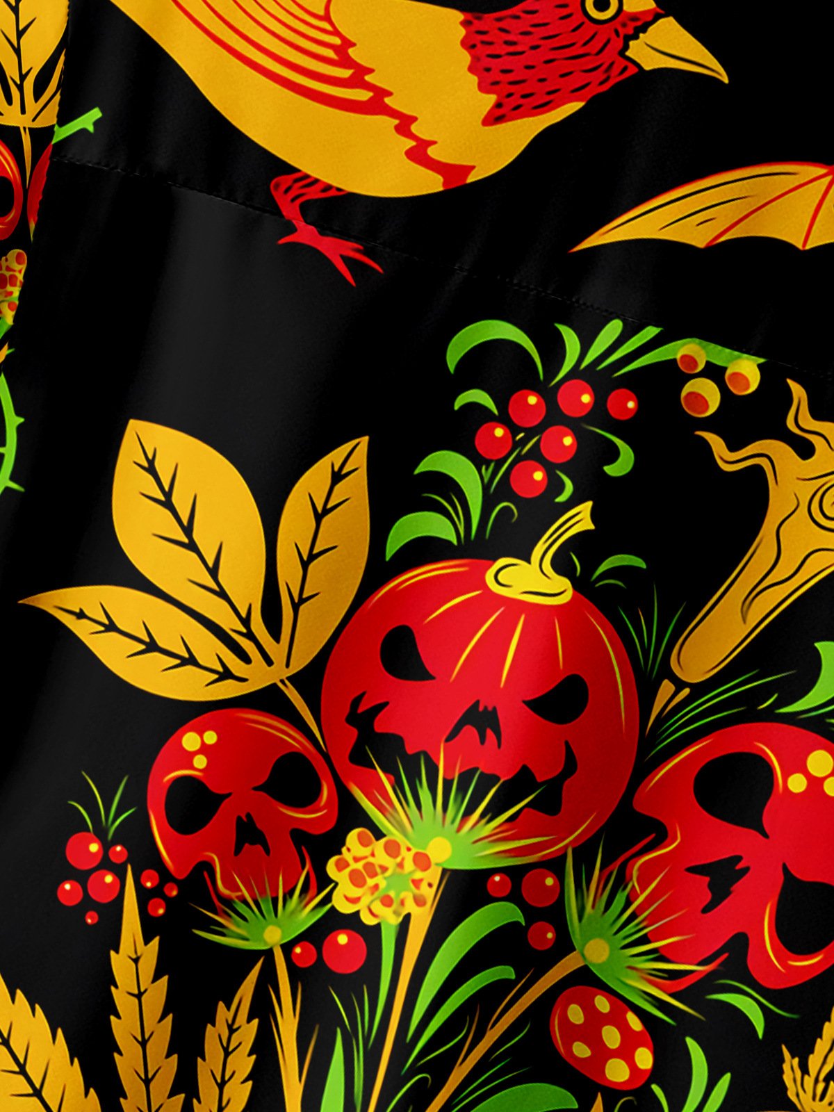 Leaves Chest Pocket Short Sleeve Hawaiian Shirt