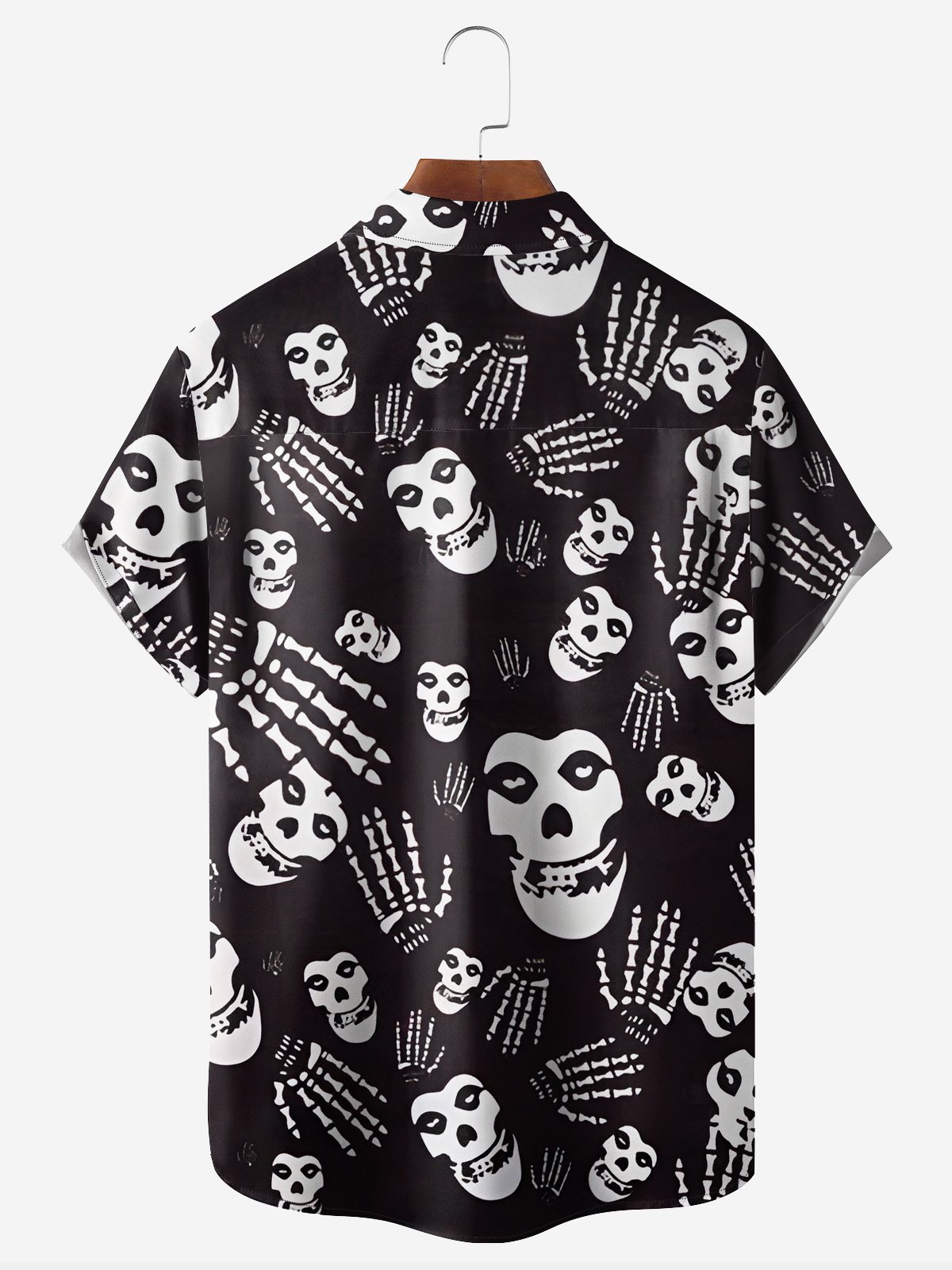 Rock Skull Chest Pocket Short Sleeve Casual Shirt