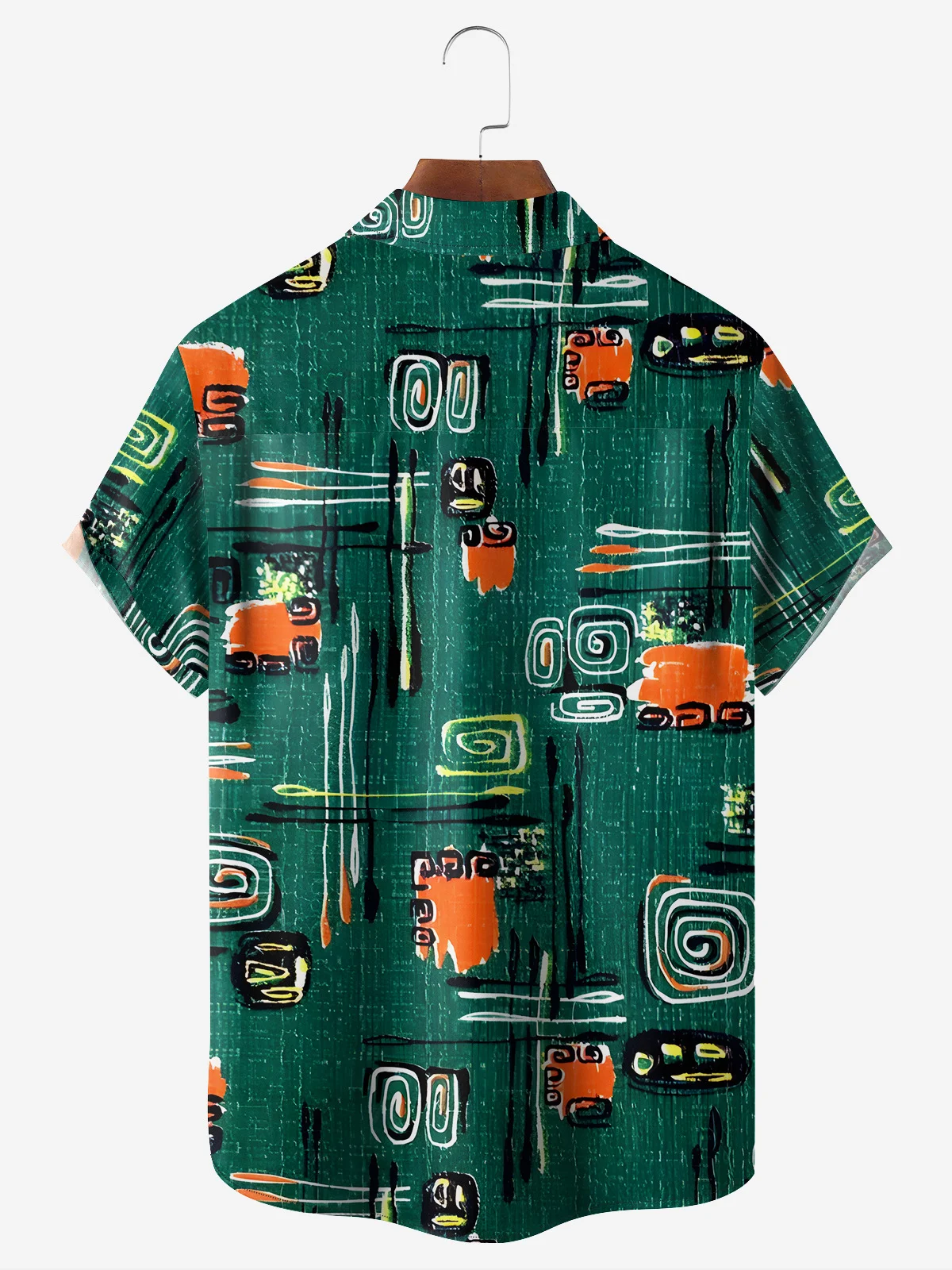 Abstract Graphic Chest Pocket Short Sleeve Casual Shirt