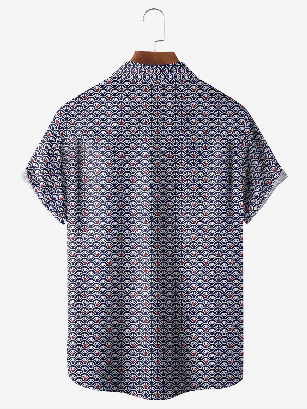 Japanese Pattern Chest Pocket Short Sleeve Casual Shirt