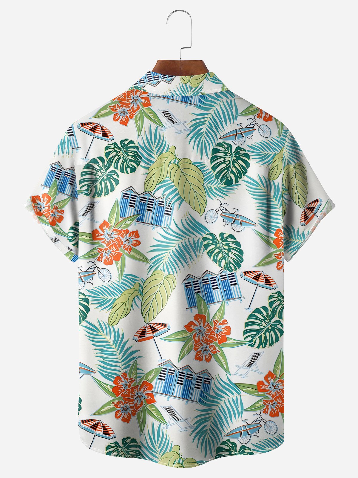 Tropical Plants Chest Pocket Short Sleeve Hawaiian Shirt