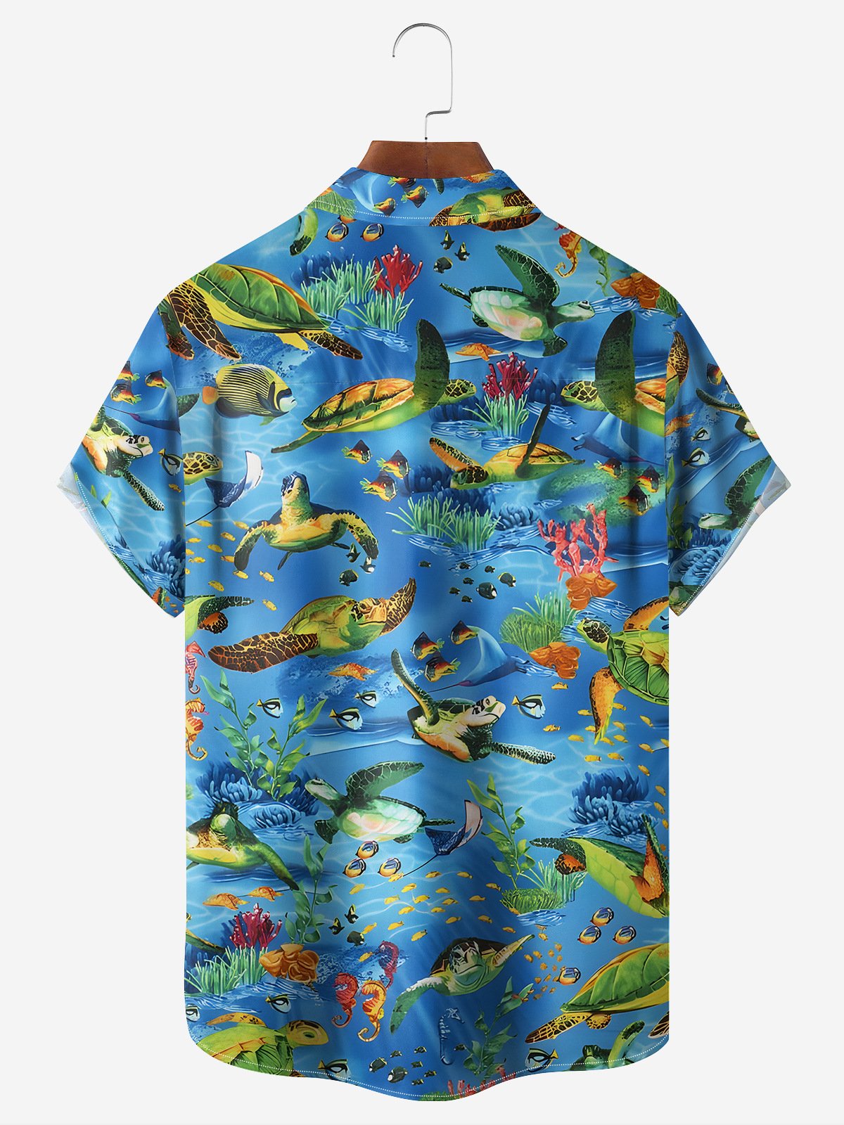 Ocean Animals Chest Pocket Short Sleeve Hawaiian Shirt