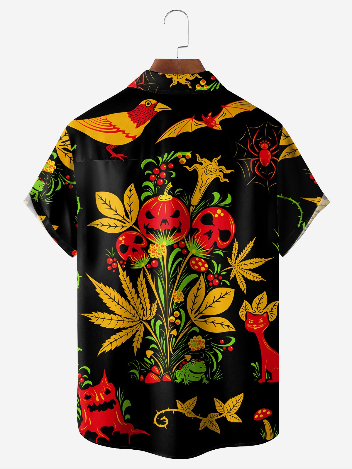 Leaves Chest Pocket Short Sleeve Hawaiian Shirt