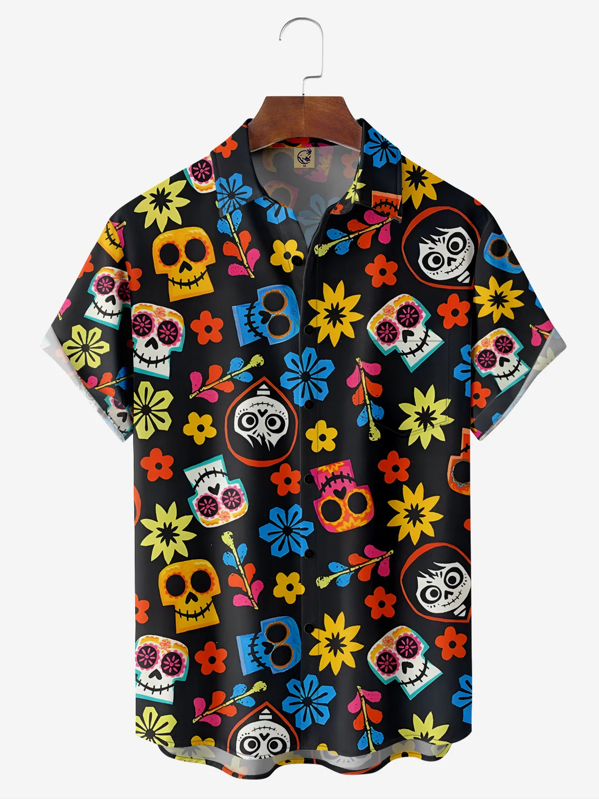 Day of the Dead Chest Pocket Short Sleeve Casual Shirt