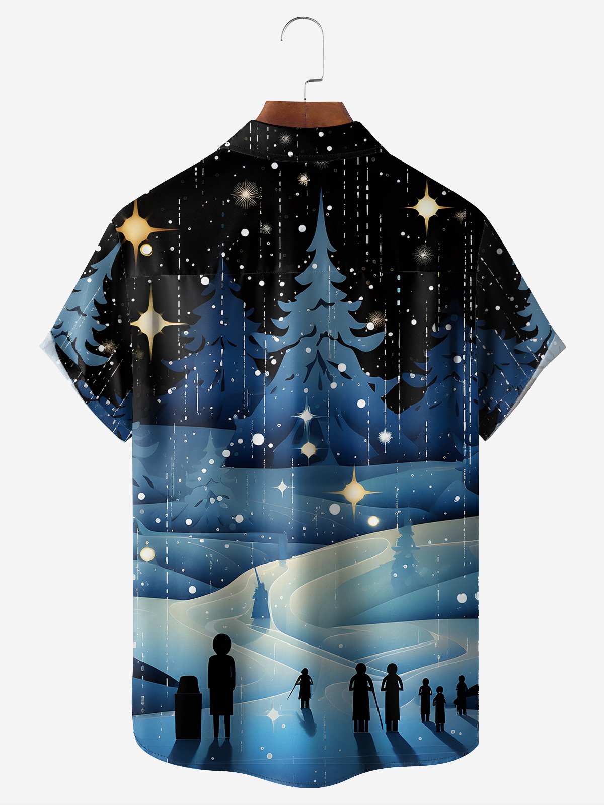 Christmas Tree Chest Pocket Short Sleeve Holiday Shirt