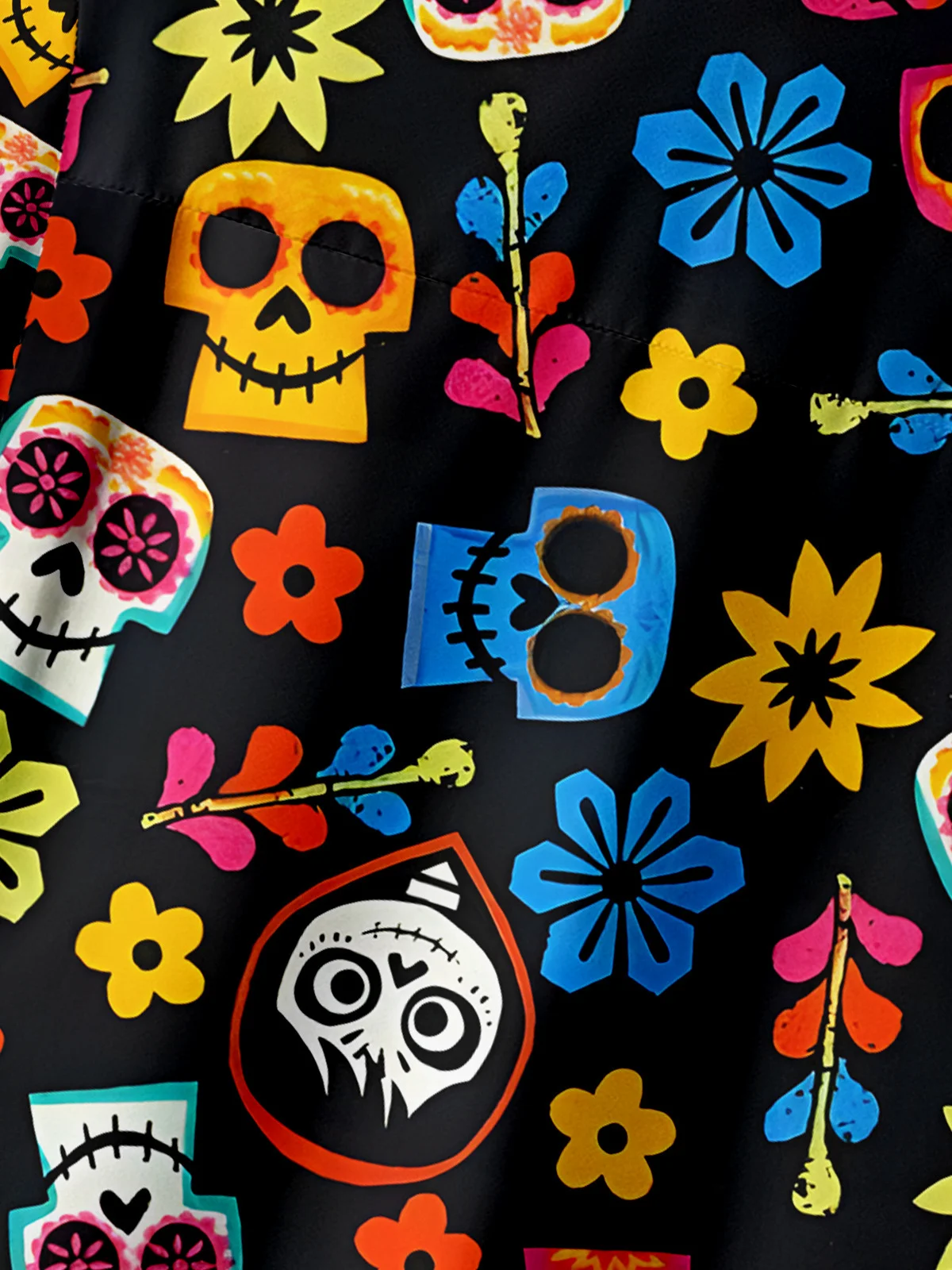 Day of the Dead Chest Pocket Short Sleeve Casual Shirt