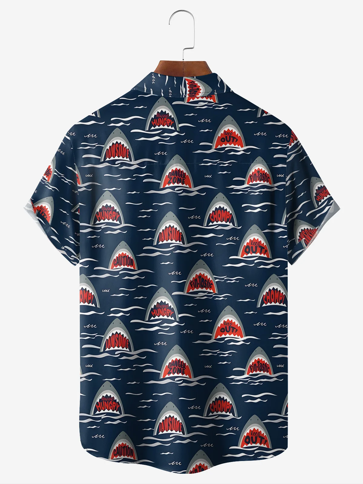 Shark Chest Pocket Short Sleeve Casual Shirt