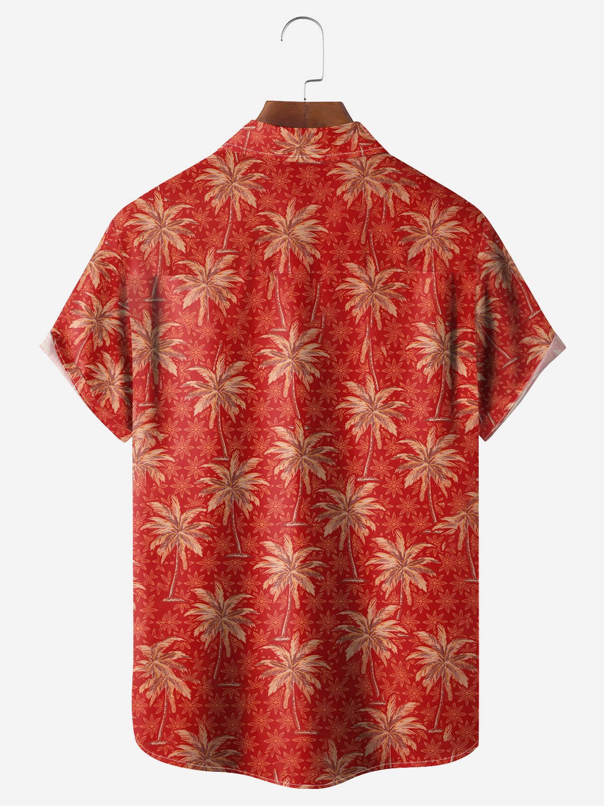 Coconut Tree Santa Claus Chest Short Sleeve Casual Shirt