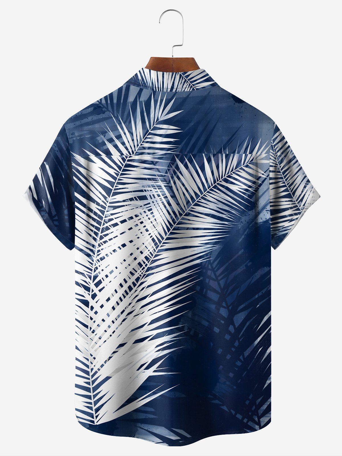 Palm Leaf Chest Pocket Short Sleeve Hawaiian Shirt