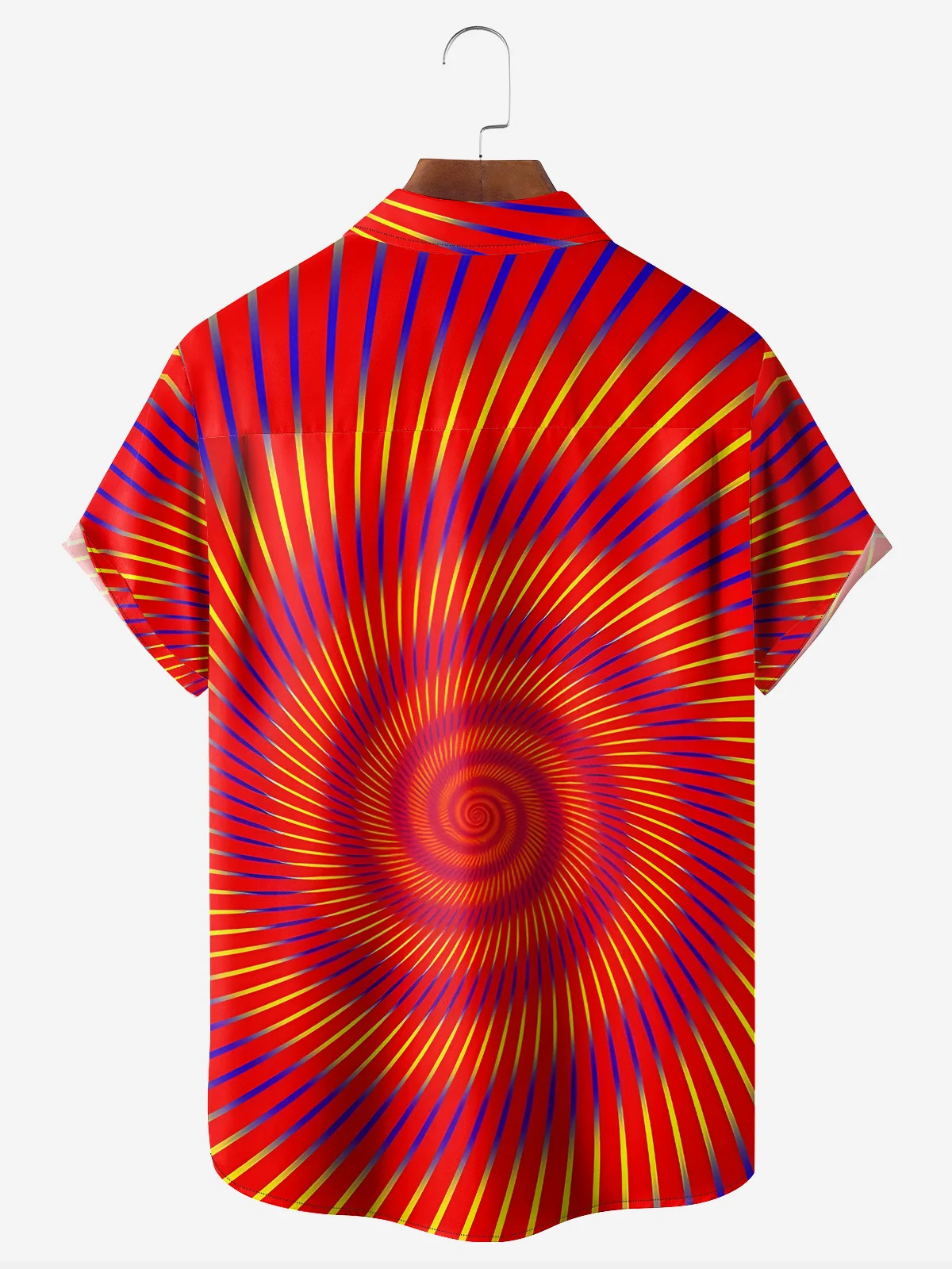 3D Swirl Art Chest Pocket Short Sleeve Casual Shirt