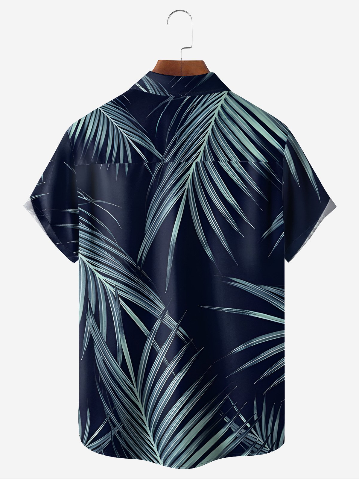 Palm Leaf Chest Pocket Short Sleeve Hawaiian Shirt