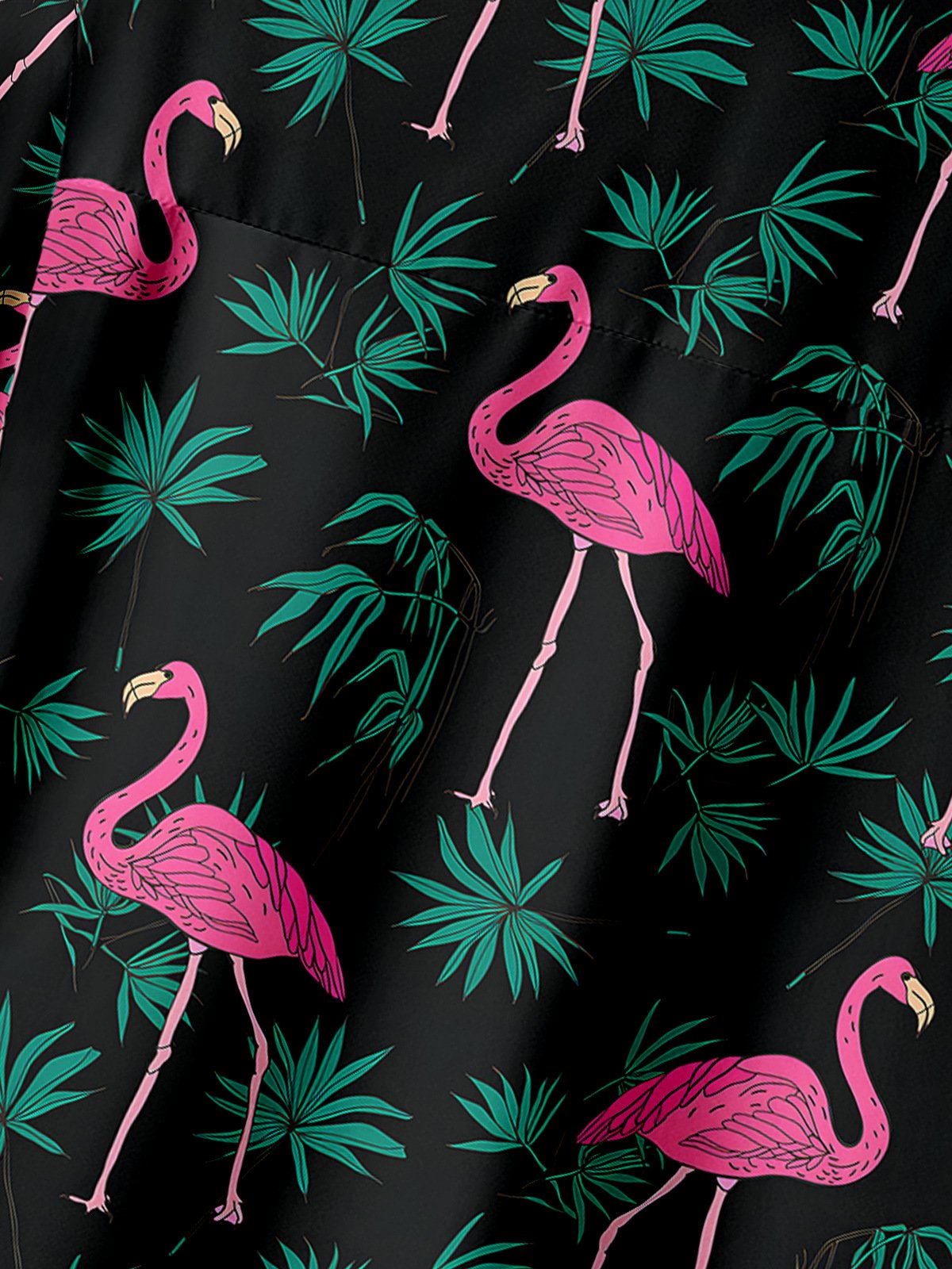 Flamingo Chest Pocket Short Sleeve Hawaiian shirt