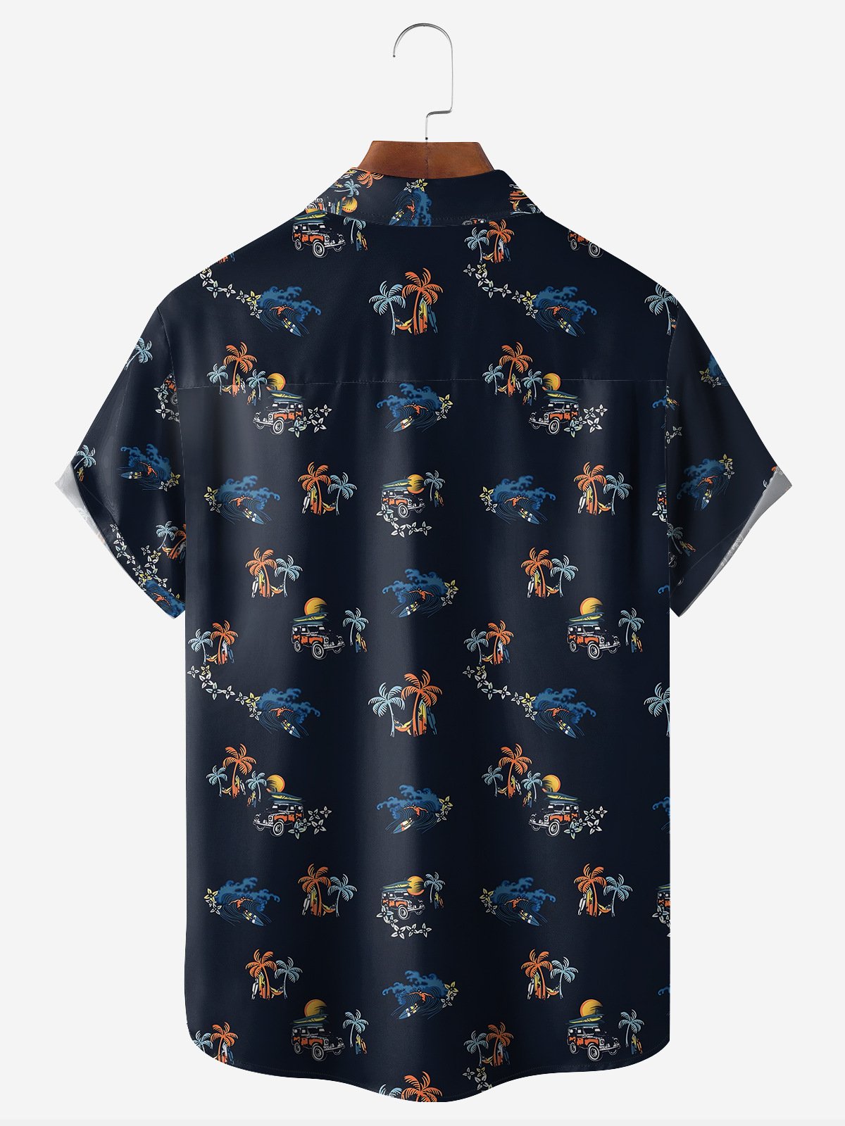 Coconut Tree Chest Pocket Short Sleeve Hawaiian Shirt