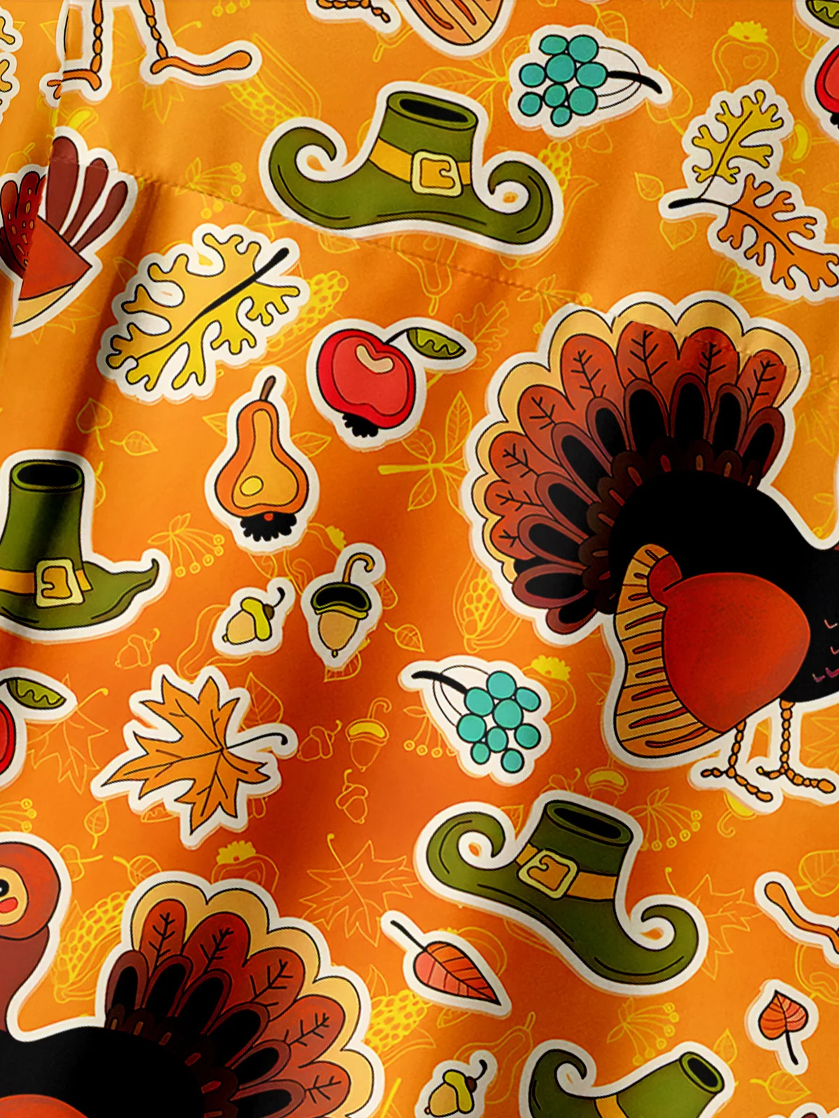 Hardaddy Thanksgiving Turkey Chest Pocket Short Sleeve Hawaiian Shirt