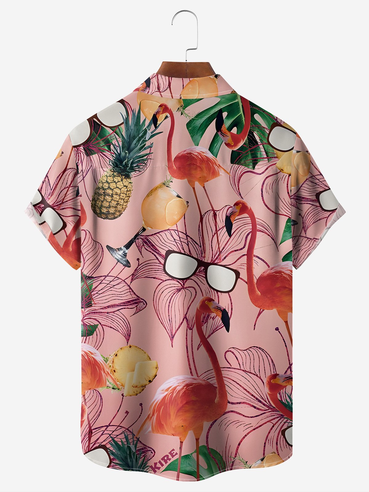 Flamingo Chest Pocket Short Sleeve Hawaiian Shirt