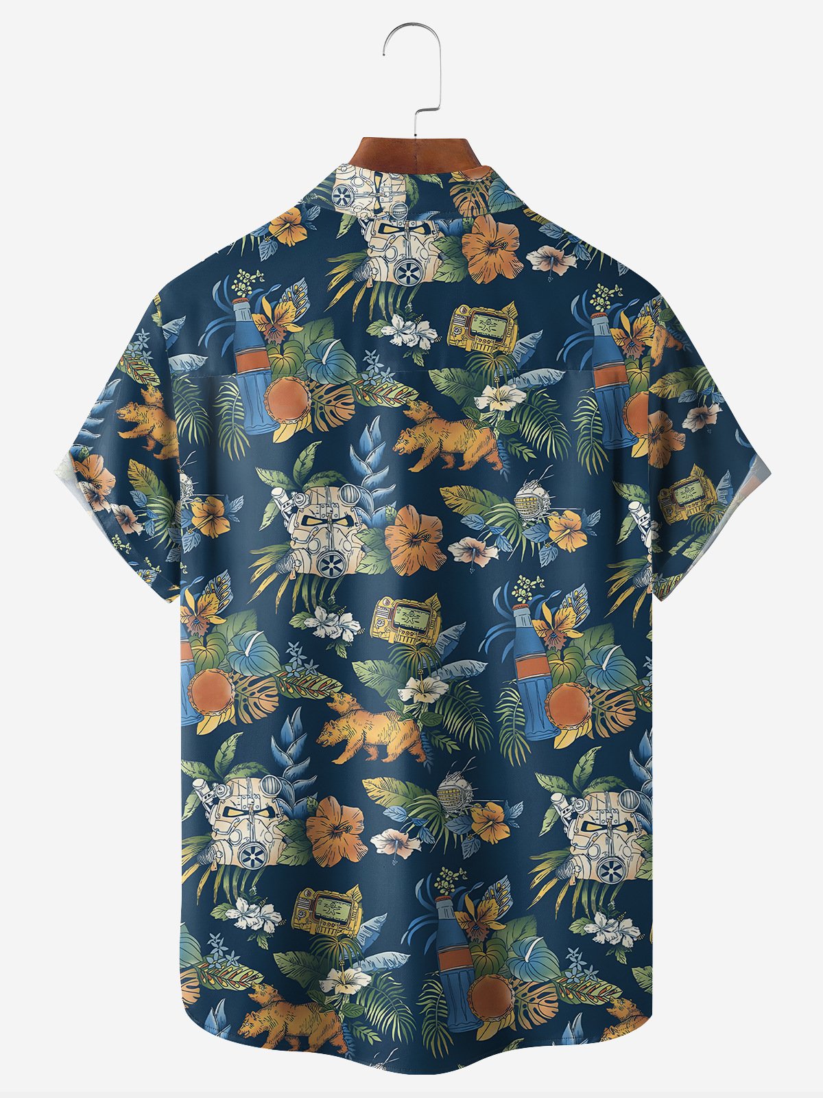 Tropical Floral Chest Pocket Short Sleeve Casual Shirt