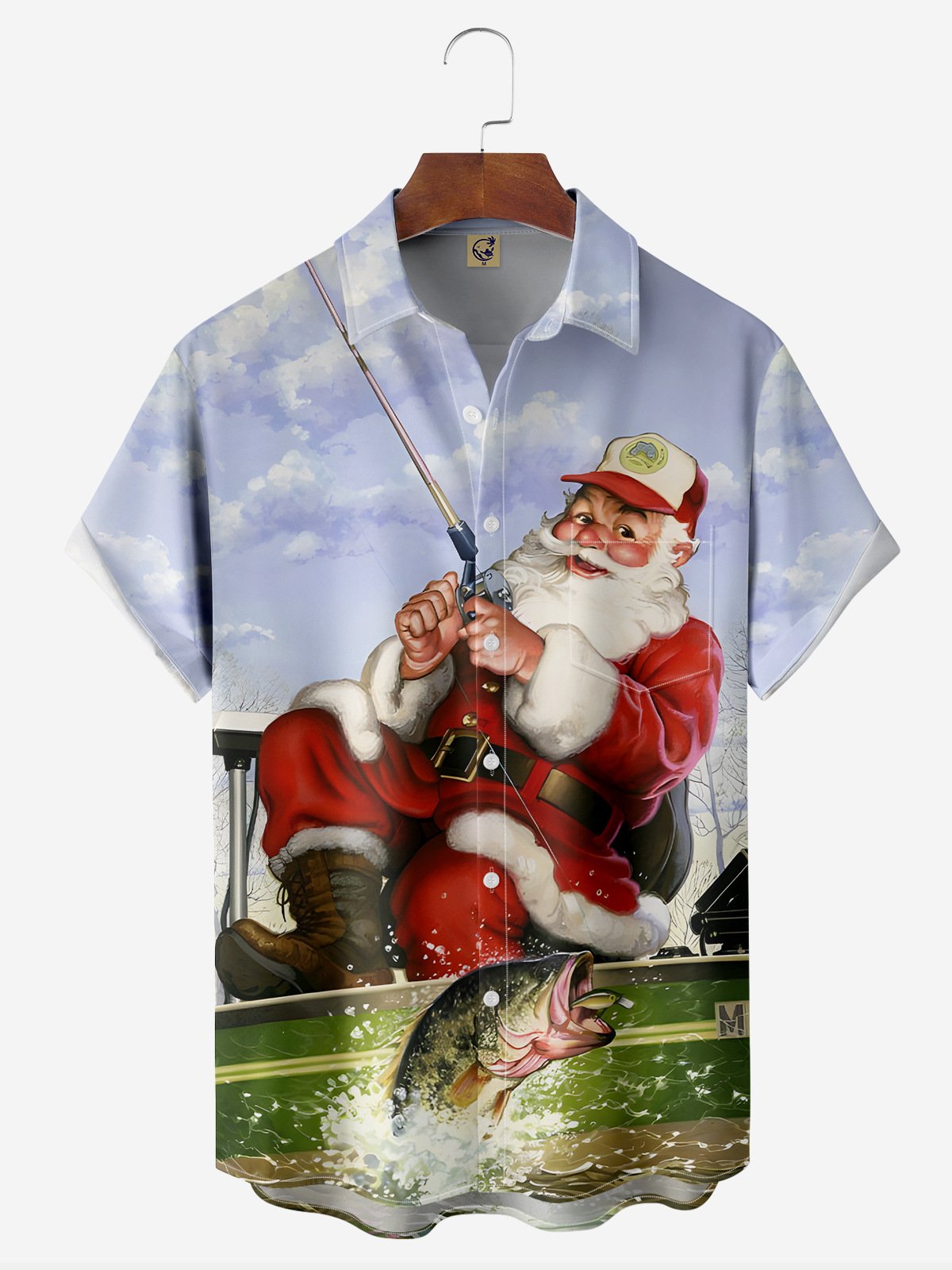 Christmas Chest Pocket Short Sleeve Hawaiian Shirt