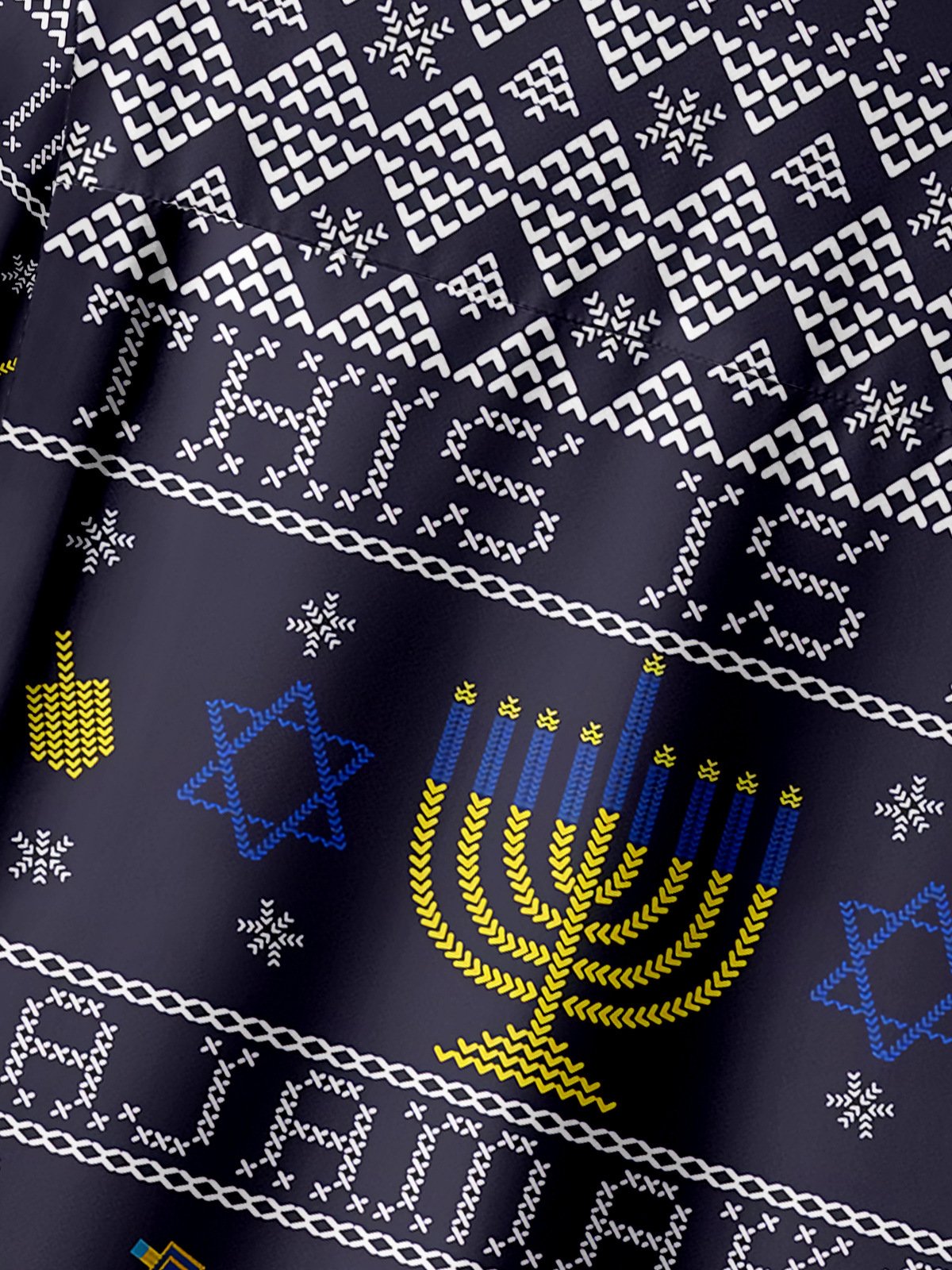 Hanukkah Chest Pocket Short Sleeve Hawaiian Shirt
