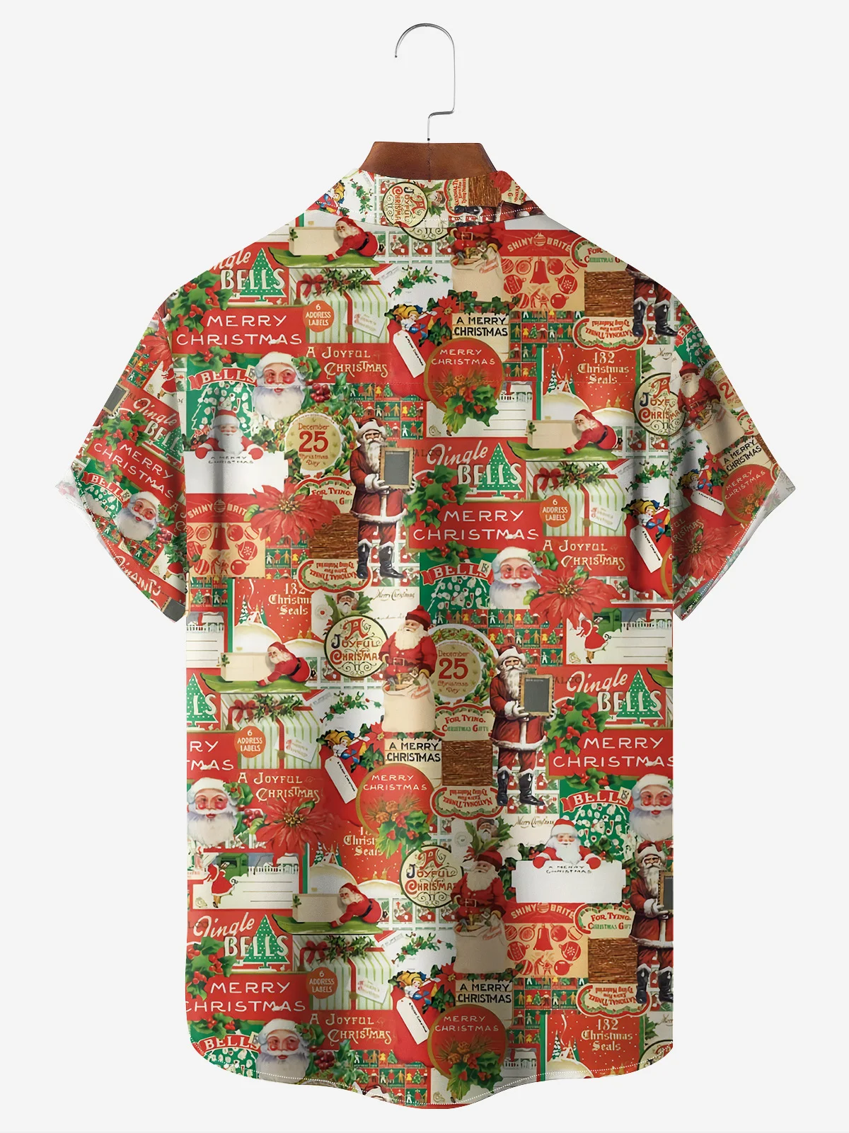 Christmas Chest Pocket Short Sleeve Casual Shirt