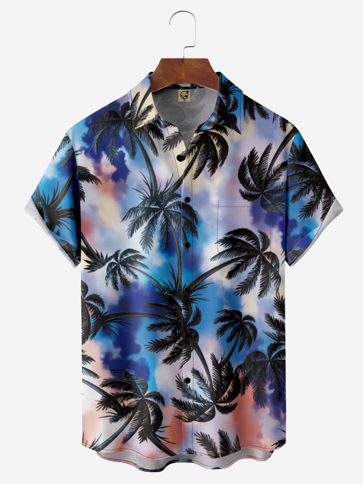 Coconut Tree Chest Pocket Short Sleeve Hawaiian Shirt