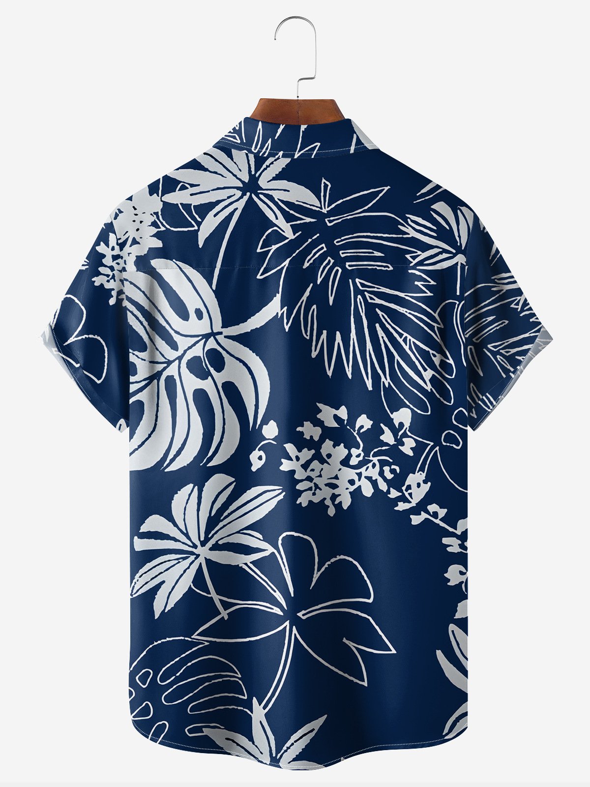 Leaf Chest Pocket Short Sleeve Hawaiian Shirt