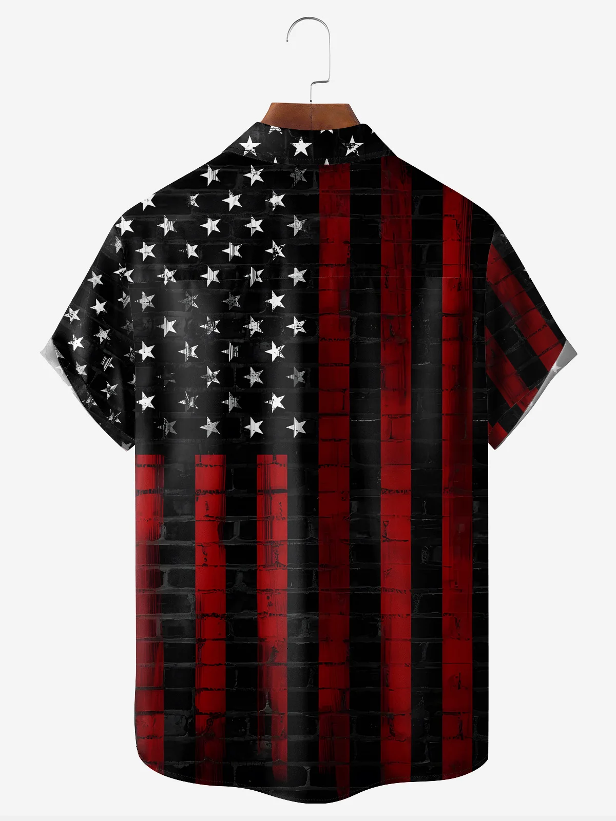 Veterans Day American Flag Chest Pocket Short Sleeve Casual Shirt