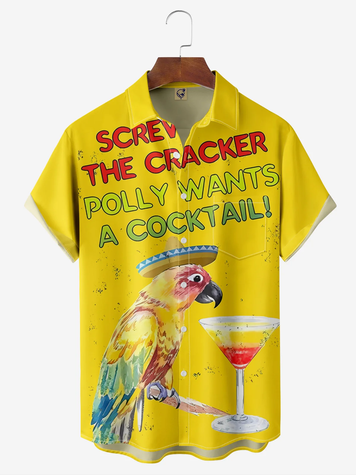 Parrot Chest Pocket Short Sleeve Hawaiian Shirt