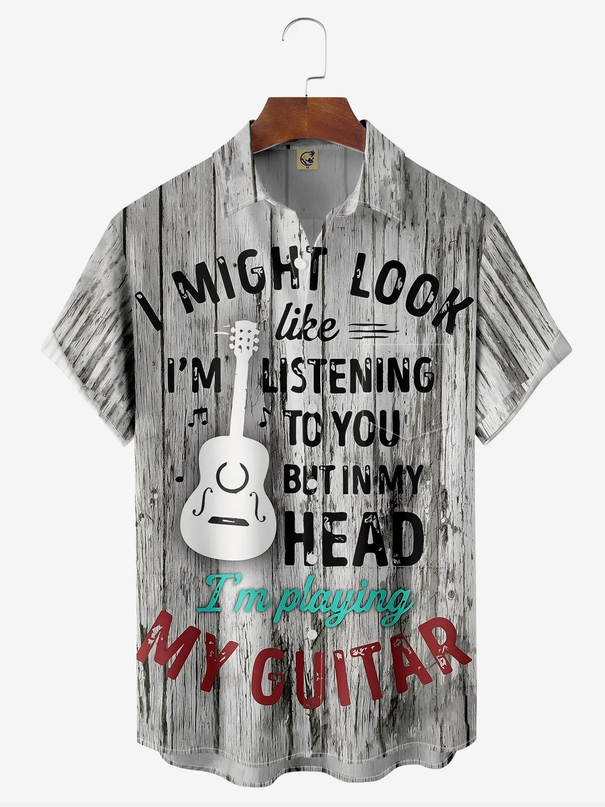 Music Chest Pocket Short Sleeve Casual Shirt