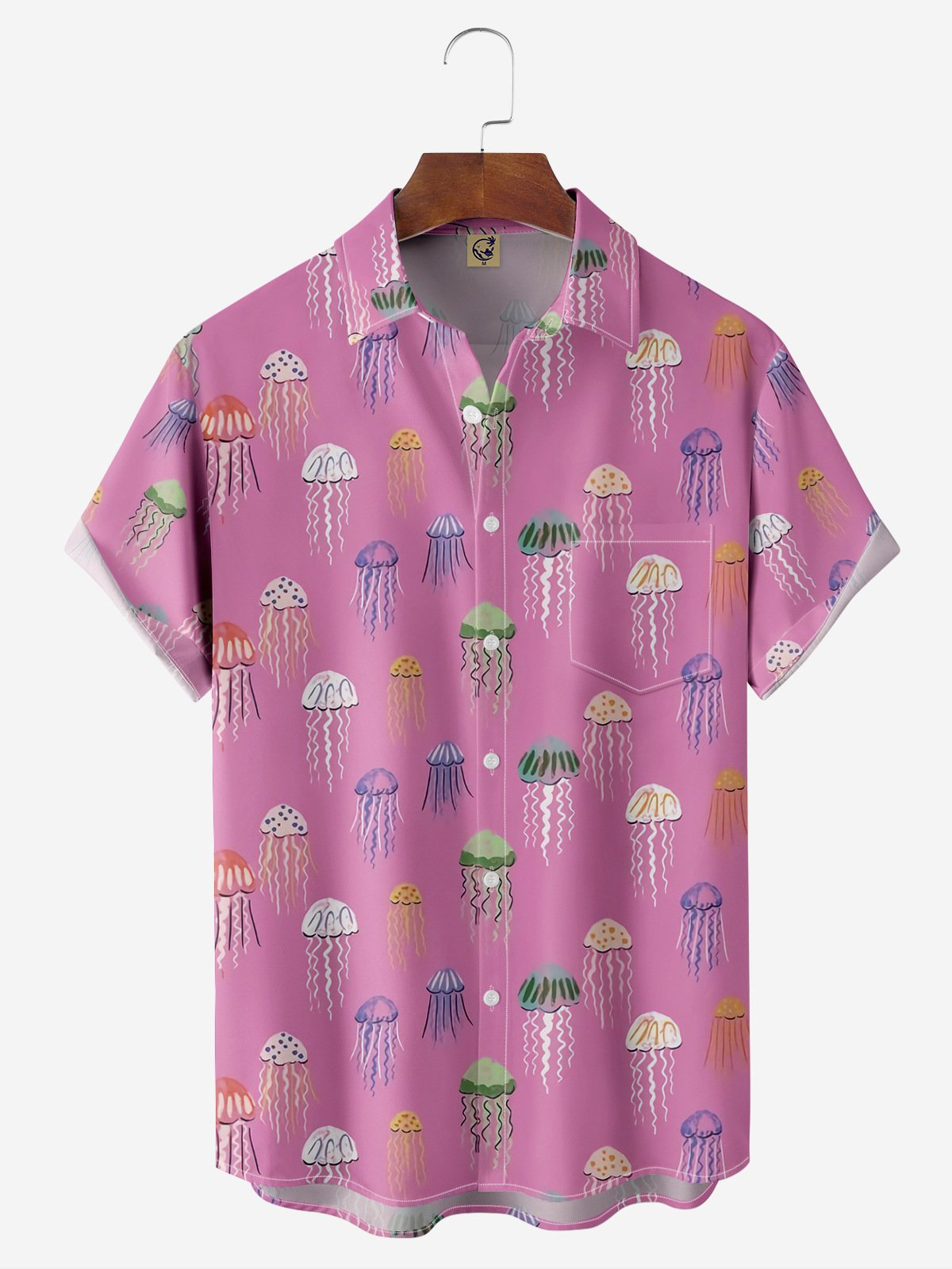 Jellyfish Chest Pocket Short Sleeve Casual Shirt