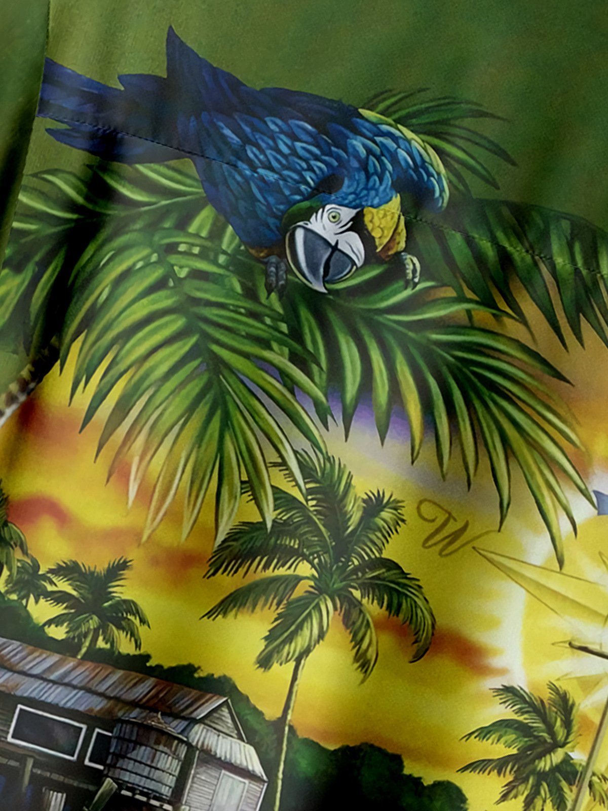 Hardaddy Parrot Chest Pocket Short Sleeve Hawaiian Shirt