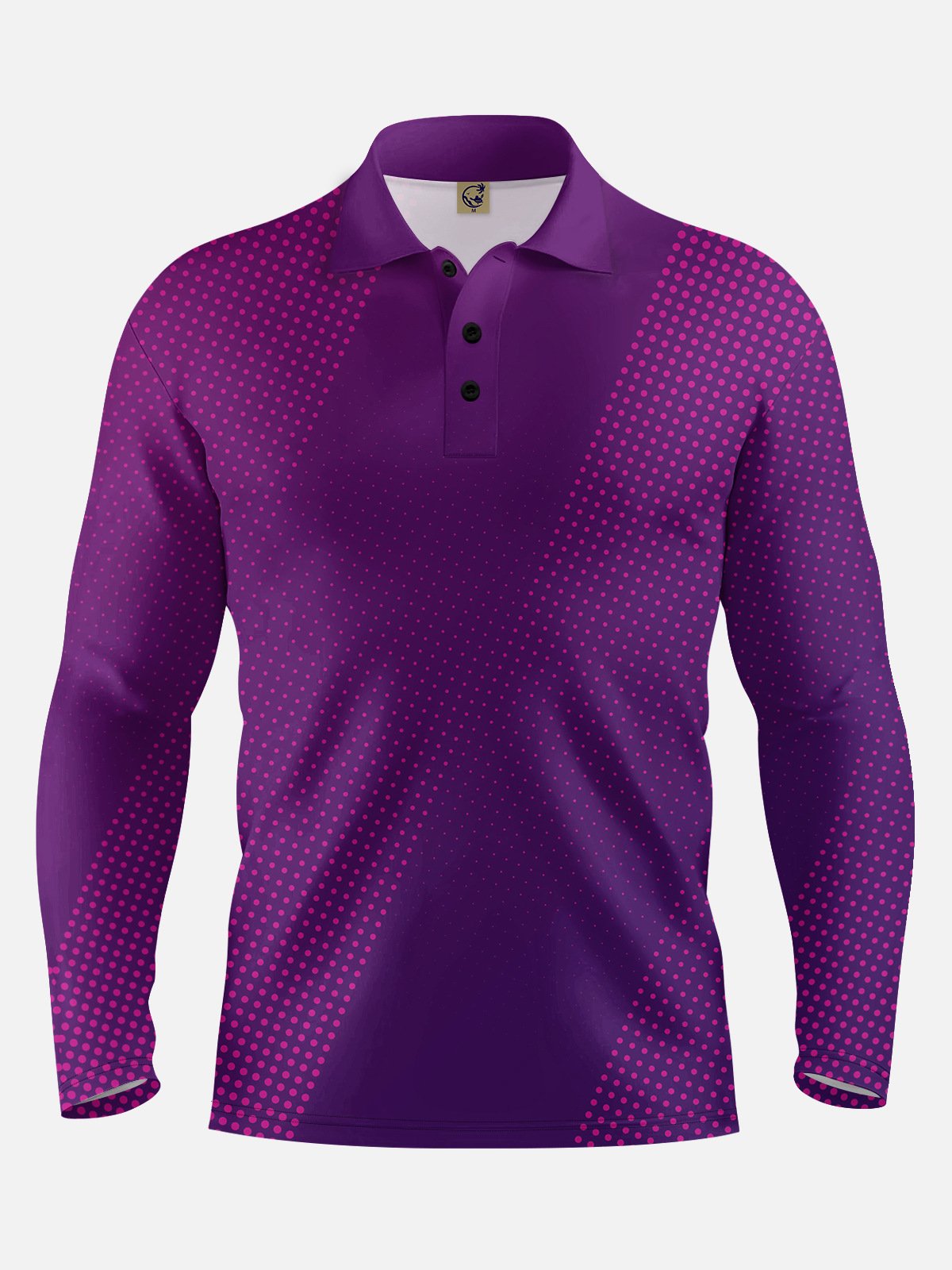 Gradient Polka Dot Long Sleeve Casual Polo Shirt