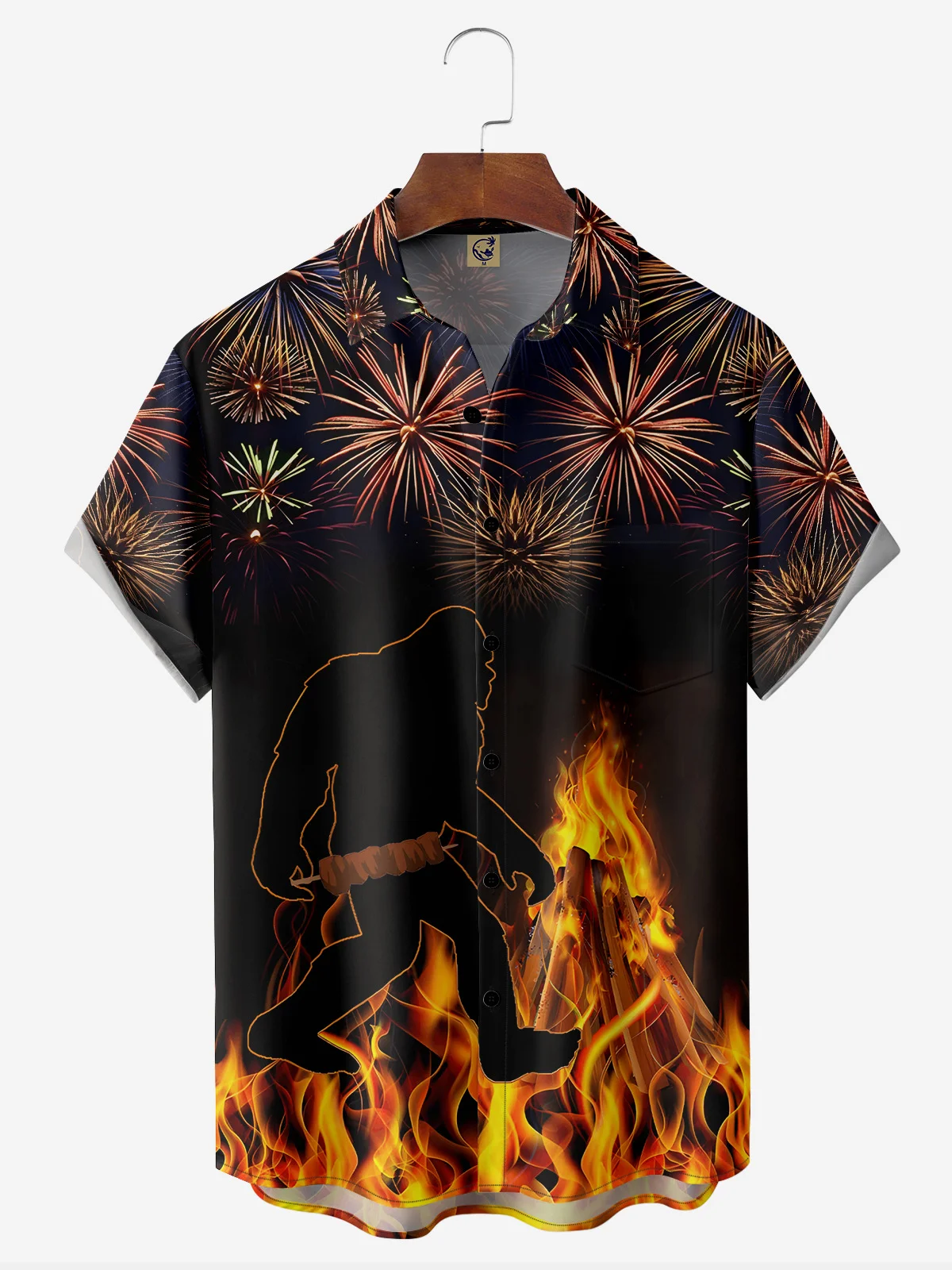 Bonfire Night Chest Pocket Short Sleeve Hawaiian Shirt