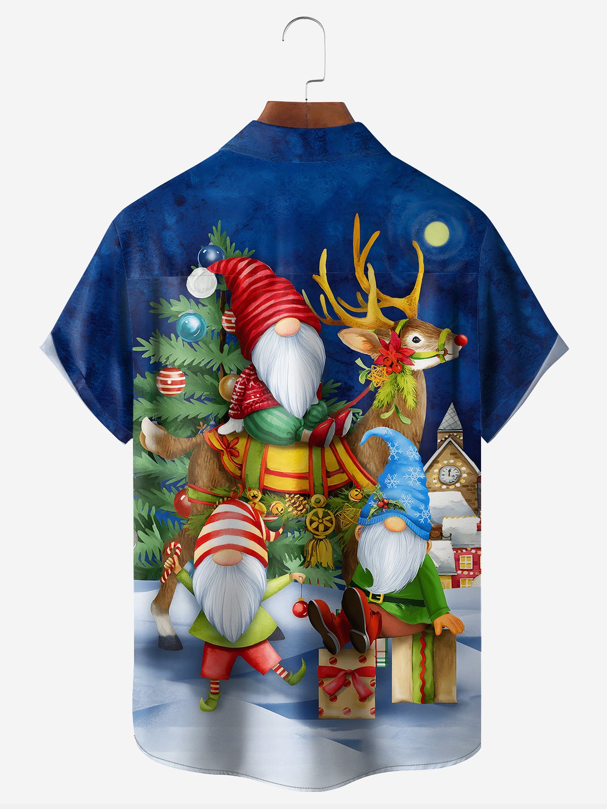 Christmas Gnome Chest Pocket Short Sleeve Hawaiian Shirt