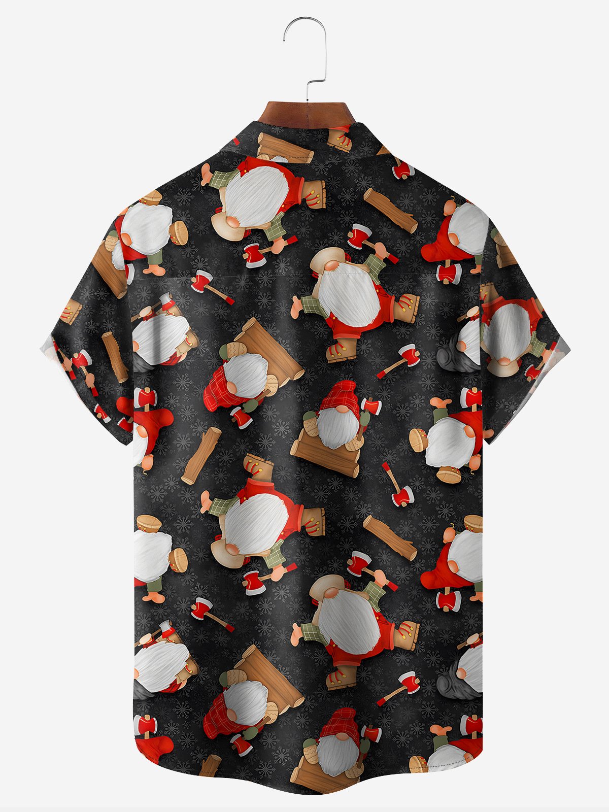 Christmas Gnome Chest Pocket Short Sleeve Hawaiian Shirt