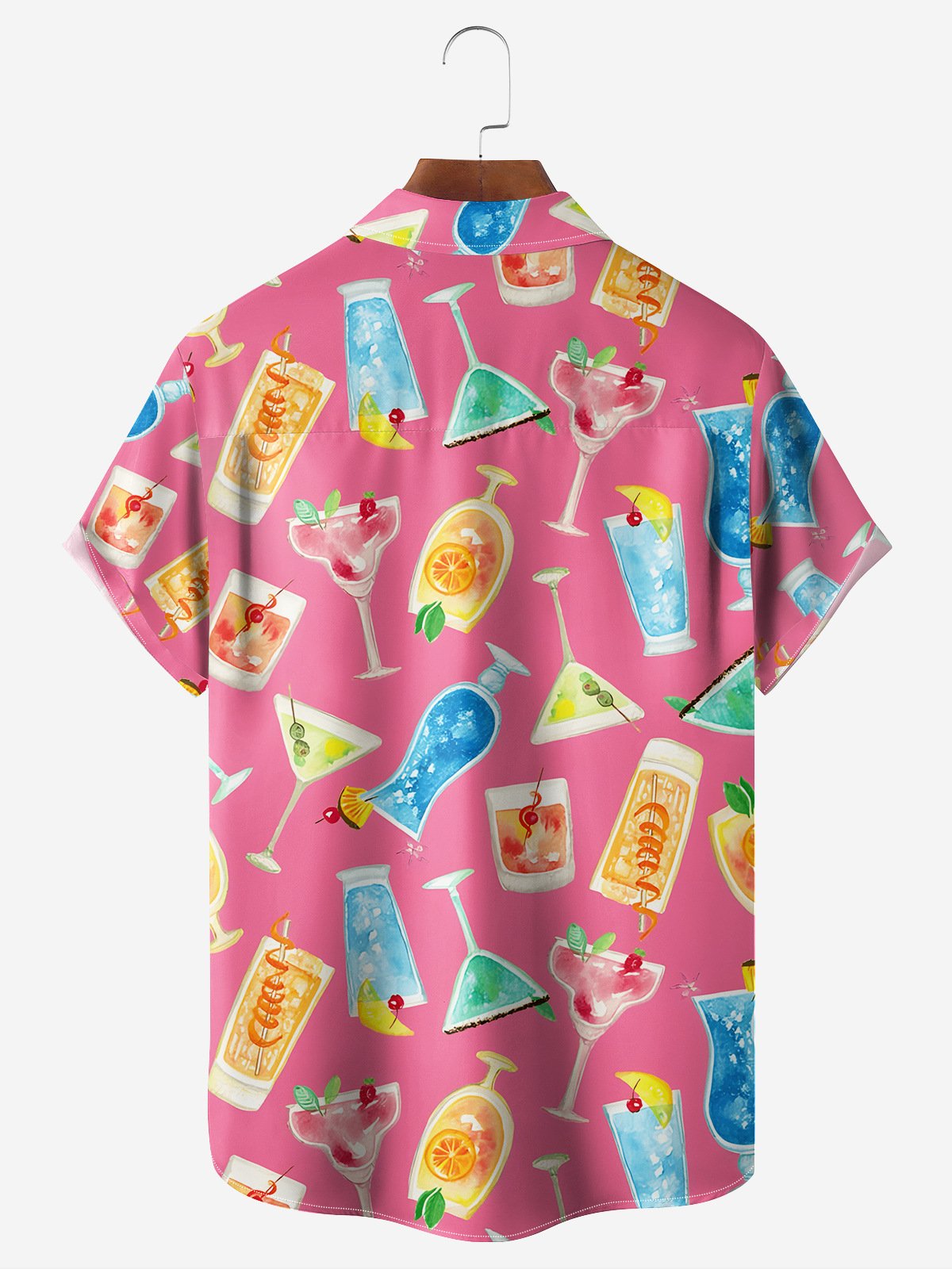 Cocktail Chest Pocket Short Sleeve Hawaiian Shirt