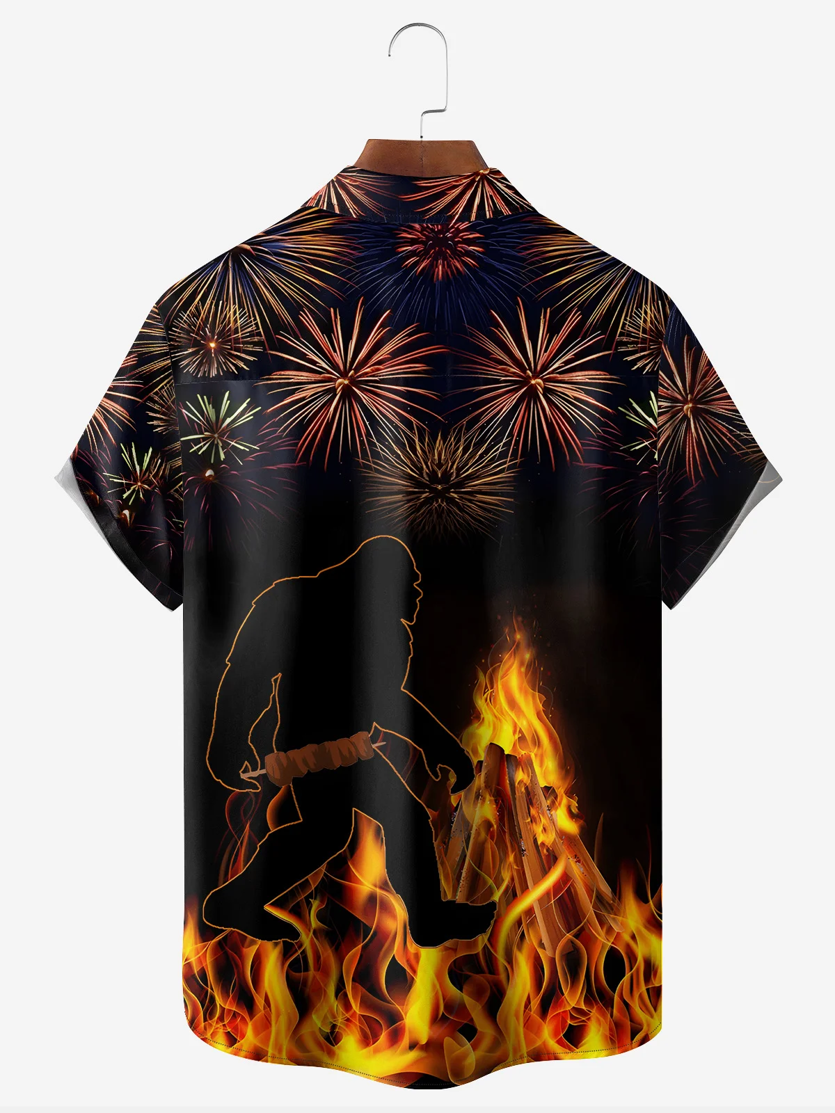 Bonfire Night Chest Pocket Short Sleeve Hawaiian Shirt