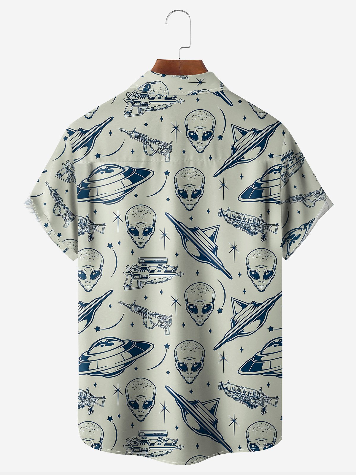 Alien Chest Pocket Short Sleeve Hawaiian Shirt