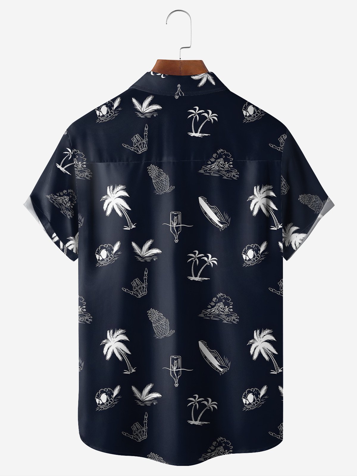 Coconut Tree Chest Pocket Short Sleeve Hawaiian Shirt