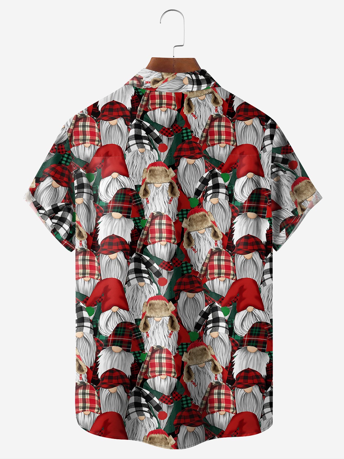 Christmas Gnome Chest Pocket Short Sleeve Hawaiian Shirt